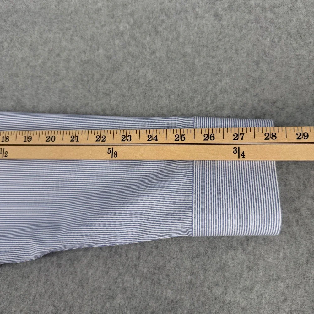 UNTUCKit Pio Cesare Shirt Mens XL Blue White Stripe Wrinkle Free Cotton Button - Picture 7 of 10